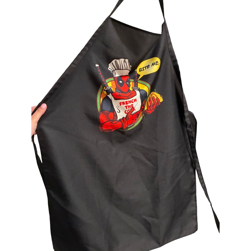 Marvel Deadpool Bite Me French The Cook Black Graphic Kitchen BBQ Apron Taco